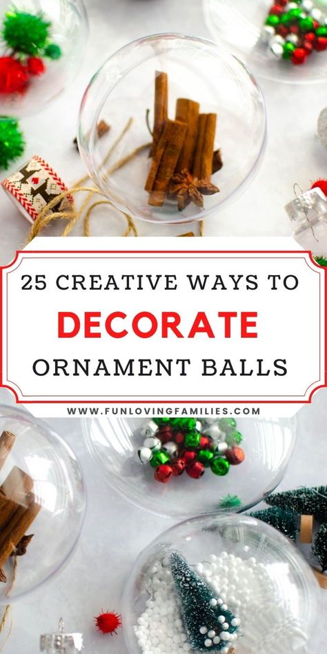 Christmas Present Ideas Homemade Diy Gifts, Diy Christmas Ornaments For Teachers Gifts, Homemade Christmas Ornaments Clear Balls, Diy Christmas Tree Baubles, Diy Globe Ornaments Craft Ideas, Round Flat Christmas Ornaments Diy, Filled Plastic Christmas Ornaments, Homemade Christmas Ball Ornaments, What To Put Inside Clear Christmas Ornaments