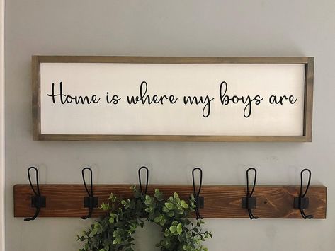 Tamengi Home is Where My Boys are Wood Sign | Farmhouse Sign | Rustic | Home Decor | Mothers Day Sign 91H-woodsign0525agye7egfd-812 ____Amazon #ad Diy Farmhouse Ideas, Mothers Day Signs, Farmhouse Sign, Home Decor Signs, Modern Farmhouse Decor, Sign Ideas, Farmhouse Signs, Entry Way, Forever Home