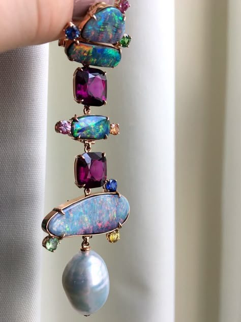 Margot Mckinney Jewelry, Ruby Jewelry Ring, Australian Jewellery, Boulder Opal Jewelry, Australian Opal Jewelry, Gold Pearl Jewelry, Diy Jewelry Inspiration, Pink Blue Yellow, Jewellery Designer