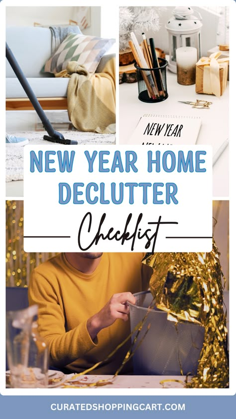 Embrace a fresh start this New Year with simple decluttering ideas! Our detailed checklist guides you through decluttering your home, from the living room to the garage. Tackle each room step-by-step to create a cleaner, more organized space. Perfect for anyone seeking home organization tips & decluttering methods for a fresh, stress-free 2025. Get organized and enjoy the benefits of a tidy home! New Year home reset, room-by-room declutter, how to declutter, declutter tips, clean home checklist. Declutter For New Year, Cleaning Decluttering Organizing, House Organization List, How To Ruthlessly Declutter, Clean And Declutter Checklist, How To Keep A Tidy Home, Declutter Whole House In A Weekend, Organize Entire House, Organizing Categories Home