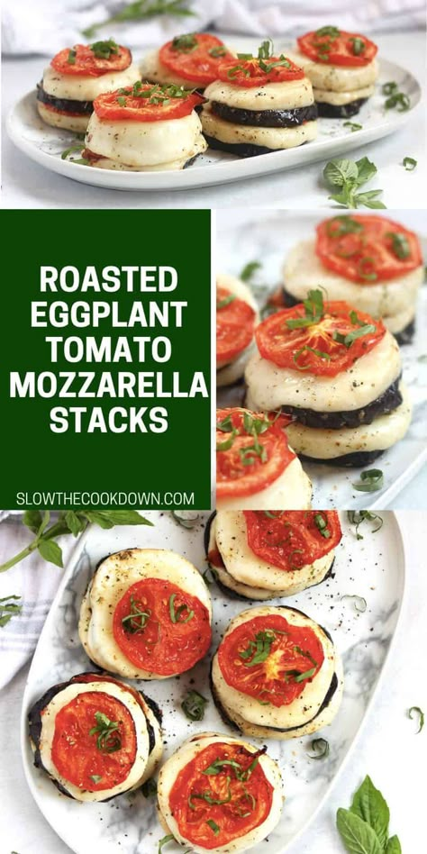 Eggplant Tomato Mozzarella, Eggplant Mozzarella, Eggplant Tomato Mozzarella Baked, Eggplant Recipes With Tomatoes, Eggplant Balsamic Recipes, Eggplant Appetizer Easy, Eggplant Caprese, Eggplant Stacks Baked, Eggplant Stacks