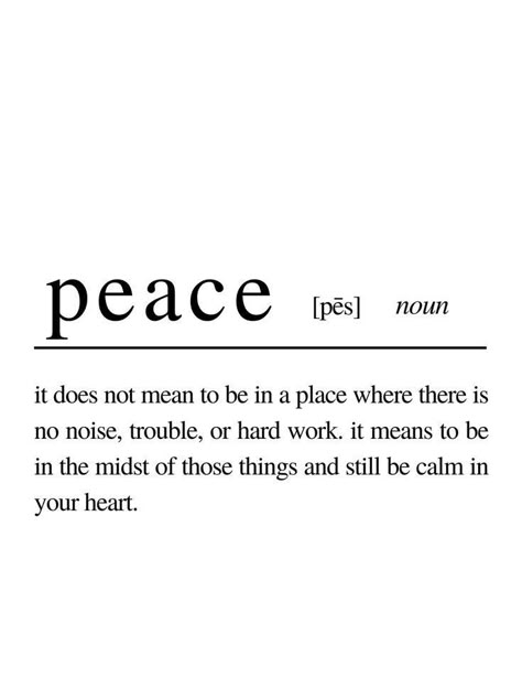 peace Peace Definition Quote, Peace Definition, Peace Affirmations, Minimal Pictures, Need Peace, Definition Wall Art, Vision Board Words, African Mythology, Definition Quotes