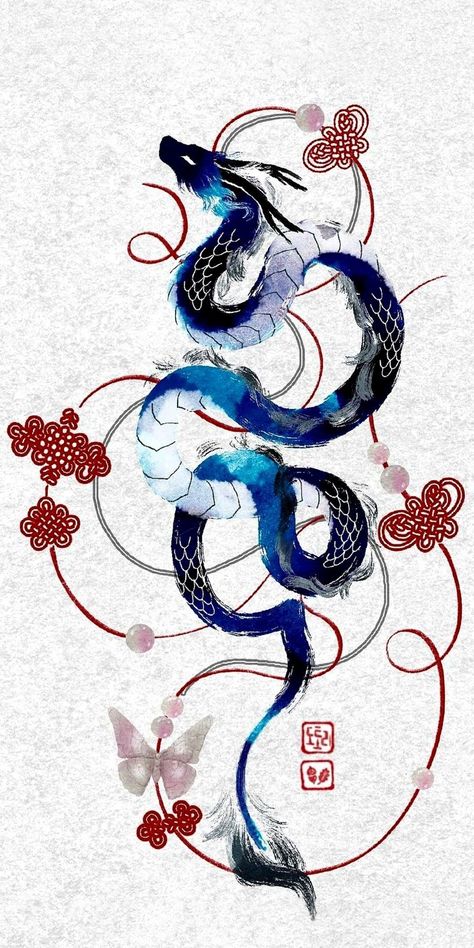 Chinese Water Dragon Art, Iphone Wallpaper Dragon, Dragon Tattoo Back, Japanese Drawing, Minimal Tattoo Designs, Dragon Painting, Dragon Anime, Dragon Poster, Dragon Tattoo Art