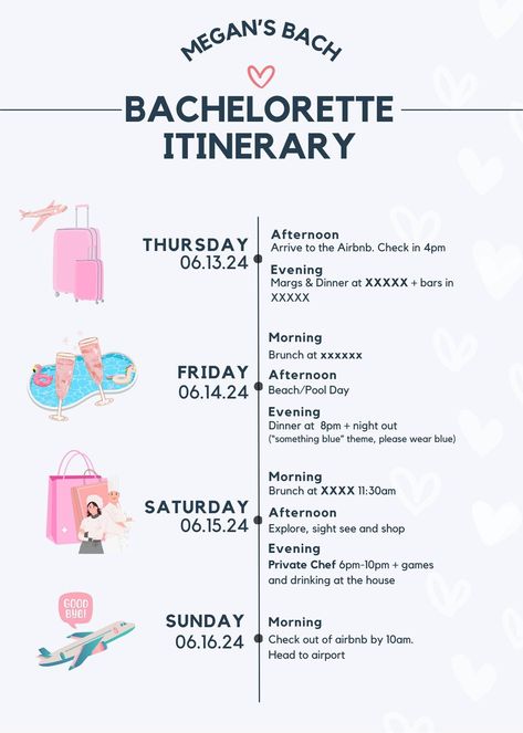 This Charleston Bachelorette Itinerary Template is your ultimate secret weapon for planning an unforgettable bachelorette bash no matter where you roam. Whether you're picturing sun-kissed beaches in Miami, vibrant Scottsdale nightlife, or the charming streets of Charleston (and beyond!) our adaptable template empowers you to craft the perfect itinerary with ease.  Say goodbye to stress and hello to seamless celebrations full of style and laughter.  This versatile planner is your key to unlocking a bachelorette weekend that will have everyone reminiscing for years to come.  
.#WeddingPlanning #BrideToBe #WeddingInspiration #EventPlanning #DreamWedding St Tropez Bachelorette, Bachelorette Itenary Ideas, Planning Bachelorette Party, Scottsdale Bachelorette Party Itinerary, How To Plan A Bachelorette Party, Bachelorette Location Ideas, Bachelorette Planning Checklist, Bachelorette Trip Ideas, Bachelorette Charleston