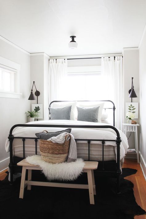 Small Guest Bedroom, Small Apartment Bedrooms, Bedroom Redesign, Bohemian Bedroom, Metal Bed, Boho Design, Spare Bedroom, Metal Bed Frame, Guest Bedrooms