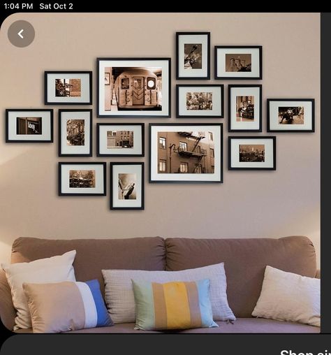 Photo Gallery Wall Layout, Picture Wall Living Room, Photowall Ideas, Family Pictures On Wall, Gallery Wall Design, Nyc Wall Art, Frame Wall Collage, Picture Gallery Wall, Decor Large Wall