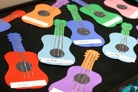 g is for guitar ... Letter Craft Ideas - First Grade Blue Skies Guitar Craft For Preschoolers, G For Guitar Craft, G Is For, Music Crafts For Kids, G Craft, Letter G Crafts, Letter G Activities, Guitar Craft, Preschool Letter Crafts