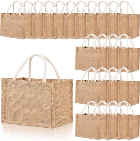 Amazon.com: Cunno 24 Pcs Burlap Tote Bag Mini Jute Reusable Bag with Handles Small Blank Canvas Gift Bag Waterproof for Wedding Beach DIY(Simple) : Home & Kitchen Plain Tote, Canvas Gift Bag, Diy Beach Wedding, Burlap Tote Bags, Burlap Tote, Burlap Bags, Jute Totes, Bridesmaid Bags, Beach Diy