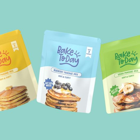 Bake Today 🥞 Pancake Mix THE BRIEF Bake Today is a pancake baking kit brand that offers everything you need to make homemade pancakes with ease. With a variety of flavors and simple instructions, Bake Today makes it easy to create a meal that everyone will love. Brief by @designerbriefs #dbbaketoday You guys know I’m a sucker for a packaging design project… and who doesn’t love pancakes?! 🤩 I’m also obsessed with the logo slightly as it’s my first time trying out the pencil tool to mani... Pancake Packaging Design, Pancake Mix Packaging, Pancake Packaging, Pencil Tool, Baking Kit, Homemade Pancakes, Food Advertising, Pancake Mix, T Love