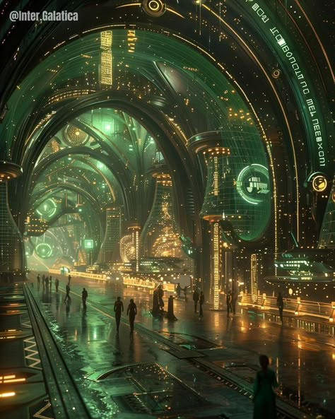 Emerald City Art, Sci-fi Environment, Sci Fi Inspiration, Sci Fi Arena, Scifi World, Sci Fi World, Music Land, Scifi Artwork, Underground City