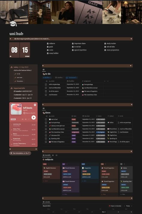 #Student_Planner_Notion_Template #Notion_Student_Template_Aesthetic #College_Notion_Ideas #Law_School_Notion_Template Student Planner Notion Template, Notion Student Template Aesthetic, College Notion Ideas, Notion App Template Student, Notion Template Ideas Dark Mode, Aesthetic Notion Template For Students, It Student Aesthetic, Notion Aesthetic School, Notion Ideas Student