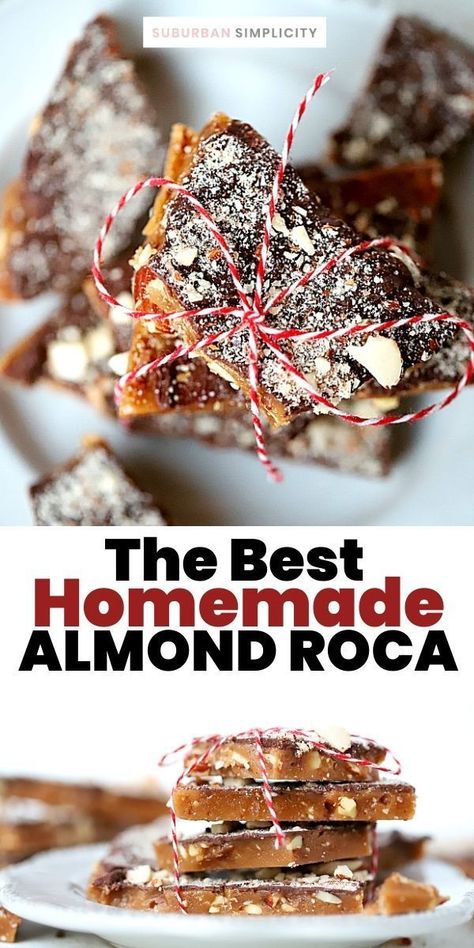 Almond Rocha Recipes, Almond Recipes Snacks, Almond Candy, Almond Roca Recipe Easy, Homemade Almond Joy, Christmas Candy Recipes Easy Almond Bark, Keto Almond Roca Recipe, Almonds Recipe, Almond Roca Recipe