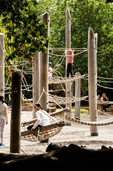 Wood Playground, Natural Play Spaces, Playgrounds Architecture, Public Playground, Natural Play, Outdoor Play Area, Play Ground, School Playground, Natural Playground