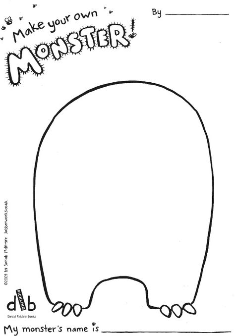 Make your own monster! - Scholastic Kids' Club Color Monster Template, Arts And Crafts First Grade, Monster Body Template, Monster Day At School, Monster Outline Free Printable, Classroom Fall Activities, Hey That's My Monster Activities, Drawing A Monster, Kindergarten Printable Activities