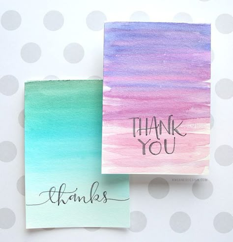 Easy DIY Thank You Cards (Ombré Watercolor) Diy Watercolor Cards, Watercolor Art Diy, Handmade Thank You Cards, Watercolor Ombre, Easy Art Projects, Tree Shop, Diy Watercolor, Needle Felt, Watercolor Cards