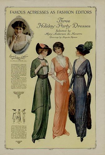 1914 fashion plate by pennyspitter, via Flickr 1914 Dress, 1914 Fashion, 1910s Fashion, Three Women, Edwardian Dress, Holiday Party Dresses, Edwardian Fashion, Historical Dresses, Moda Vintage