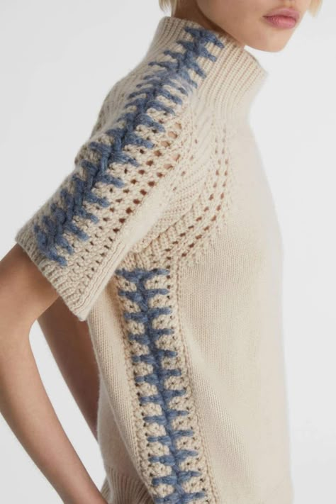 Coastal Crochet, Clothing Crochet, Knitwear Details, Work Sweaters, Knitting Stitches Tutorial, Saddle Stitch, Knit Wear, Fashion Crochet, Clothes Aesthetic