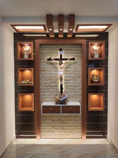 Altar Design Home Modern, Prayer Altar At Home, Small Altar Design Home Catholic, Prayer Room Ideas Catholic, Christian Altar Ideas For Home, Alter Design For Home Catholic, Altar Design Home Catholic, Small Prayer Room, Wall Altar Ideas Catholic