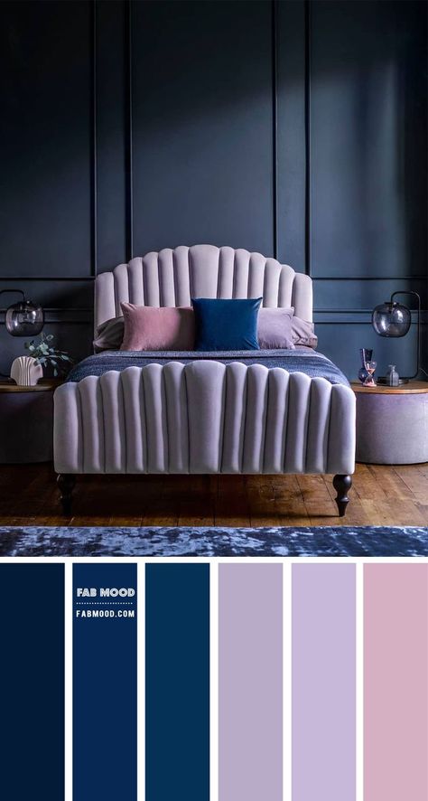 lavender and navy blue bedroom, lavender and navy blue bedroom color scheme, lavender and navy blue bedroom color ideas, lavender and navy blue bedroom decorating ideas #colorcombo #colorscheme #bedroomcolor Navy Blue And Purple Bedroom Ideas, Lavender Blue Bedroom, Navy Blue Colour Scheme, Lilac Bedroom Ideas, Bedroom Lavender, Blue Bedroom Colors, Lilac Bedroom, Navy Blue Bedroom, Lavender And Navy Blue