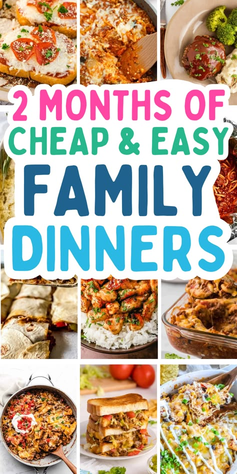 Cheap homemade dinners for a family on a budget, with healthy chicken and casserole recipes, crockpot pasta meals, and kid-friendly easy ground beef skillet dinners so your groceries budget stays affordable. Budget Friendly Crockpot Meals Families, Cheap Dinners Ideas, Fast Simple Meals, Very Easy Meals Simple, Quick Budget Dinners, Dinner Budget Recipes, Family Dinner On A Budget, Family Of 4 Meals On A Budget, Dinner This Week Families