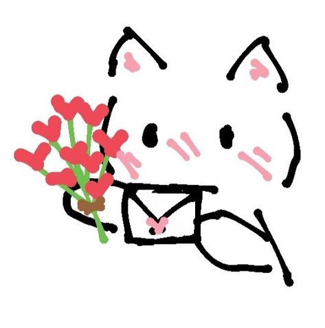 Cute Drawing Of Cat, Heart Cat Drawing, Cat Giving Heart, Kittens To Draw, Kindness Drawing Illustrations, Cute Valentine’s Day Drawings, Cat Easy Painting, Cat Heart Drawing, Cat Giving Flowers