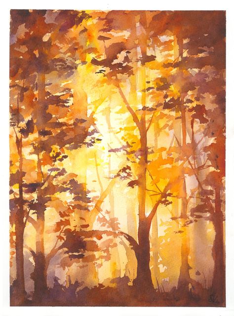 Art Highschool, Senior Tea, Write Journal, Forest Falls, Fall Drawings, Autumn Watercolor, Autumn Illustration, Art Water, Watercolor Ideas