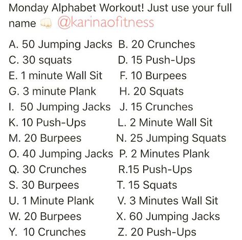 Alphabet Workout Challenge, Alphabet Workout, Anime Workouts, Team Wod, Spell Your Name Workout, Body Weight Workout, Spell Your Name, Titan Fanart, Workout List