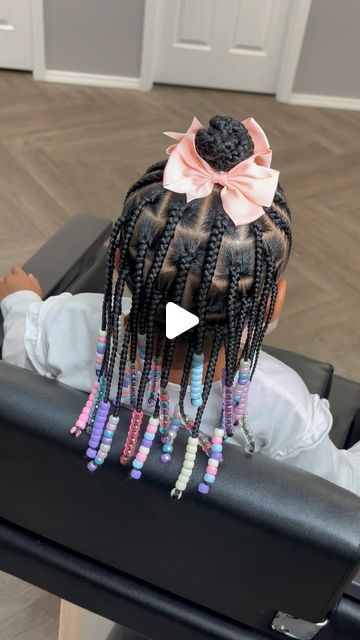 Arie | Traveling Kid Braider🦄 on Instagram: "June Special 🎀  I am currently running a special for my signature half up, half down style priced at $150 for the month of June.   The style includes knotless braids in the back, 8 stitch braids into a top knot bun, and two braided bangs in the front!   The style can be achieved with natural hair or hair added.   Hair, beads & accessories are all included, but your little one must come washed and blow dried. I have availability this week and the remainder of the month.   You can use the link in my bio to access the June Special. I hope to service your little one soon 🔗💜   Need more hair tips and inspo? Follow @metime.hairstudio 🦋💕 •  •  •  • #chicagokidbraider #stlkidbraider #toddlerbraids #kidshairstyles #kidsbraids #braidstylesforgirls # Toddler Individual Braids, Kids Half Up Half Down Braids, Toddler Knotless Braids With Beads, Natural Knotless Braids With Beads, Toddler Braids With Beads Kid Hairstyles, Toddler Hairstyles With Beads, Half Up Half Down Braids Kids, Toddler Knotless Braids, Quick Braid Styles Black Hair Kids