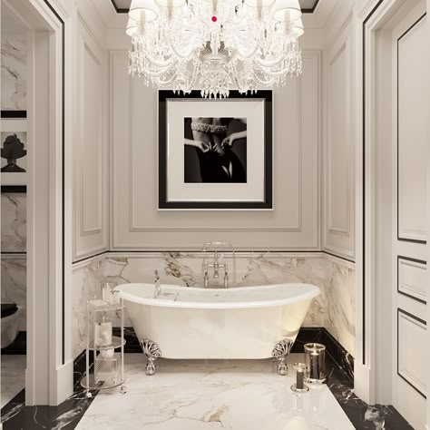 Parisian Bathroom, Classical Bathroom, Classic Bathroom Design, Bathroom Decor Luxury, Classic Bathroom, Bathroom Design Decor, Bathroom Design Luxury, Dream Bathrooms, Elegant Bathroom