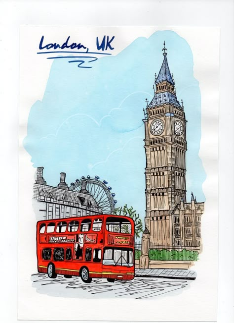 London Drawing Sketches, England Drawing, London Artwork, London Drawing, London Illustration, London Wallpaper, London Dreams, Abstract Art Painting Diy, Amazing Art Painting