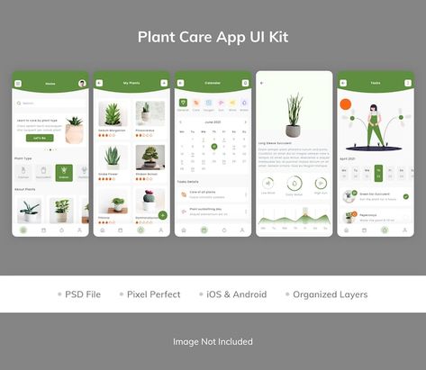 PSD plant care app ui kit | Premium Psd #Freepik #psd Plant App Design, Garden App, App Wireframe, Plant Identification App, Desain Ux, Plant App, App Home Screen, Ux App Design, Calendar App