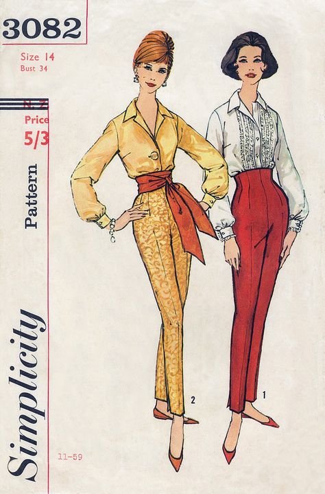 1950s Pants Women, 1950s Fashion Pants, 1950s Pants, 1950 Dress, Blouse And Pants, 1950’s Style, 1960 Fashion, 1950’s Fashion, Vintage Mannequin