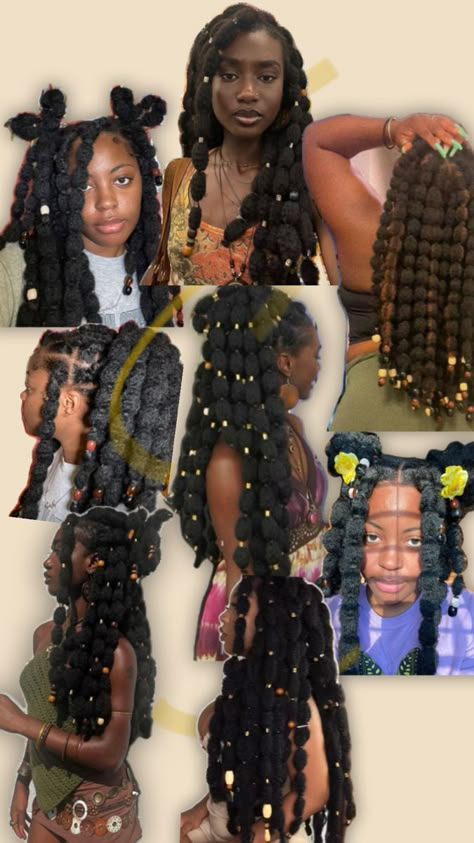 Bubble braids hairstyle, poodle puff hairstyle. Tired of knotless braids and Fulani braids? Here’s another black girl hairstyle to try Braids With Puff Natural Hair, Puff Braids, Bubble Braids Hairstyle, Bubble Braids Hairstyles, Wolfcut Mullet, Twa Afro, African Face Paint, Mullet Short, Puff Hairstyle