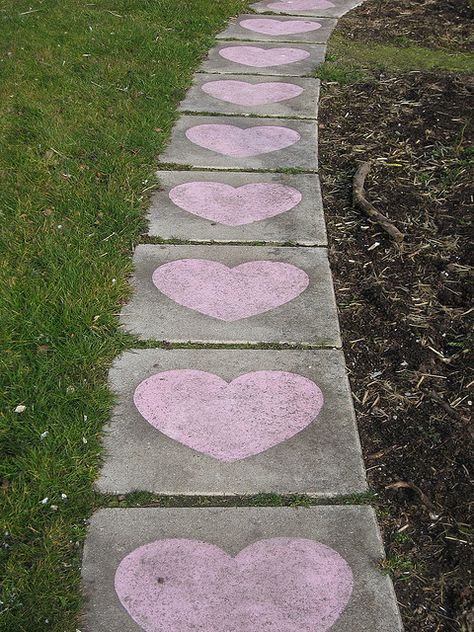 Sidewalk Chalk. I'm so going to do this up my driveway for when the kids get home off of the bus!! Lovecore Aesthetic, Heart Day, I Love Heart, Sidewalk Chalk, My Funny Valentine, Kwanzaa, Romantic Valentine, Pink Hearts, Be My Valentine