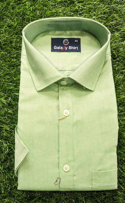 Plain Cotton Shirt ( Half Sleeve  Size 44) Pista Green Pista Colour, Colour Wardrobe, Pista Green Colour, Galaxy Shirt, Pista Green, Green Colour, Green Shirt, Half Sleeve, Half Sleeves