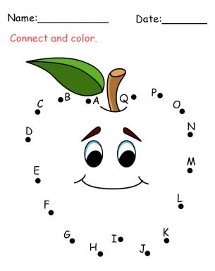 Apple Connect The Dot Activity! Make this for a quite book. Use felt for the apple shapes and stitch on yarn at the #1 long enough to use to connect the dots. Nursery Worksheets, Kindergarten Phonics Worksheets, English Worksheets For Kindergarten, Alphabet Worksheets Kindergarten, Dot Worksheets, Preschool Tracing, Tracing Worksheets Preschool, Kids Worksheets Preschool, Free Preschool Worksheets