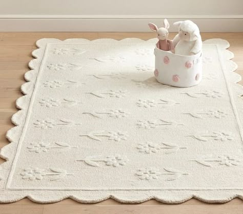 Kids Room Rugs | Pottery Barn Kids Girl Nursery Rug, Nursery Rugs Neutral, Pink Nursery Rug, Nursery Rugs Girl, Playroom Rugs, Kids Room Rugs, Scalloped Rug, Rugs Nursery