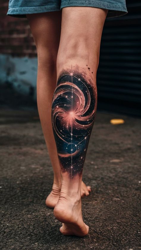 Celebrate the cosmos with this enchanting tattoo featuring Aquarius constellation, and twinkling stars! ✨ This design embodies the free-spirited essence of Aquarius while showcasing the beauty of the night sky. Ideal for astrology lovers, it serves as a reminder of one's connection to the universe. Perfect for your next ink inspiration! #AstrologyTattoo #CosmicArt Universe Leg Tattoo, Space Rib Tattoo, Aquarius Tattoos Men, Space Back Tattoo Women, Milky Way Tattoo Galaxies, Star Galaxy Tattoo, Milkyway Tattoos, Stars Shoulder Tattoo, Constellation Tattoo Sleeve