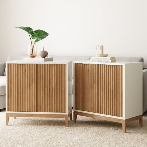 Jasper Modern Sideboard, Kitchen Storage Cabinet with Fluted Doors - On Sale - Bed Bath & Beyond - 38102183 Fluted Console Table, Fluted Console, Fluted Cabinet, Fluted Door, Boho Storage, Buffet Sideboard, Hallway Entryway, Modern Sideboard, Kitchen Cabinet Storage