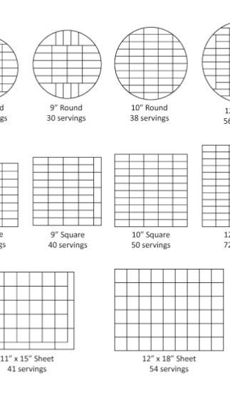 Cake Servings | whimsycakesbydee Round Cake Serving Chart, Sheet Cake Serving Chart, Cake Serving Size Chart, Serving Size Chart, Cake Serving Chart, Full Sheet Cake, Wedding Sheet Cakes, Cake Sizes And Servings, Slab Cake