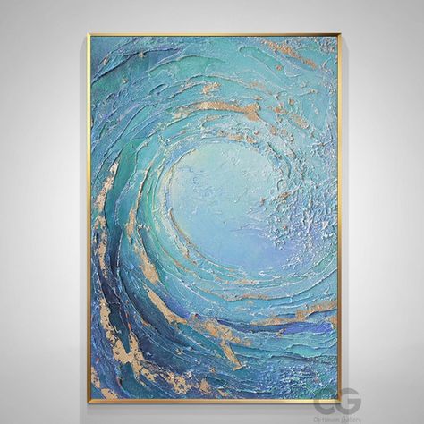 Wave Oil Painting, Ocean Wave Painting, Wave Wall Art, Abstract Ocean Painting, Spiritual Wall Decor, Ocean Waves Painting, Gold Abstract Painting, Painting Resin, Wave Wall