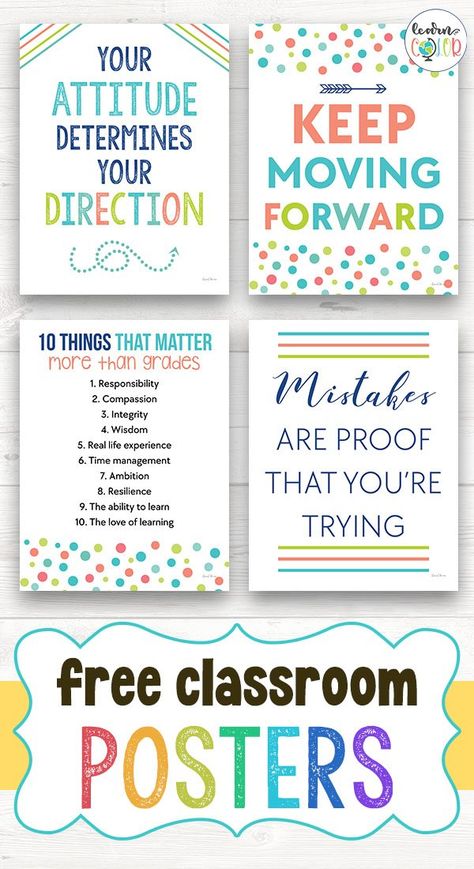 Here are some great posters to inspire your students to finish the school year well! Learn in Color shares these free printable posters to give your students the encouragement they need! Grab these free printables today! Bulletin Boards For Special Ed Classroom, Classroom Decor Printables Free, Inspirational Posters For Classroom, School Posters Ideas, Classroom Poster Ideas, Poster Ideas For School, School Poster Ideas, Posters For School, Teacher Classroom Posters