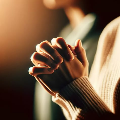 A close-up of two women's hands clasped together in prayer. The focus is on the hands, which are gently pressed together, fingers intertwined, symbolizing faith and devotion. The background is softly blurred, emphasizing the serenity and spiritual moment. The lighting is warm and soft, casting a gentle glow on the hands, highlighting the texture of the skin and the subtlety of the gesture. This image is designed to resonate with Bible readers, capturing a moment of prayer and reflection. Prayer Background Images, Prayer Images Pictures, Worship Hands, Praying Photo, Fingers Intertwined, Praying Images, Prayer Background, Praying Hands Images, Prayer For Discernment