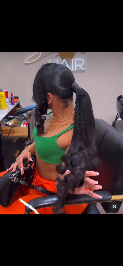 Cute Ponytails For Black Women Weave, Low Pony Hairstyles With Bangs, Big Latto Ponytail, Fish Bone Ponytail, Curl With Ponytail, Ponytail With Bang And Fishtail Braid, Natural Hair High Ponytail Styles, Prom Hairstyles Quick Weave, Swoop Fishtail Ponytail