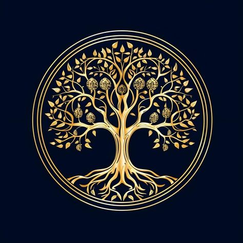 Photo beautiful tree of life digital art... | Premium Photo #Freepik #photo Tree Illustration Art, Zodiac Sign For October, Tree Of Life Pictures, Wood Logo Design, Tree Of Life Logo, Lucky Wallpaper, Rustic Home Interiors, Tree Of Life Art, Photo Beautiful