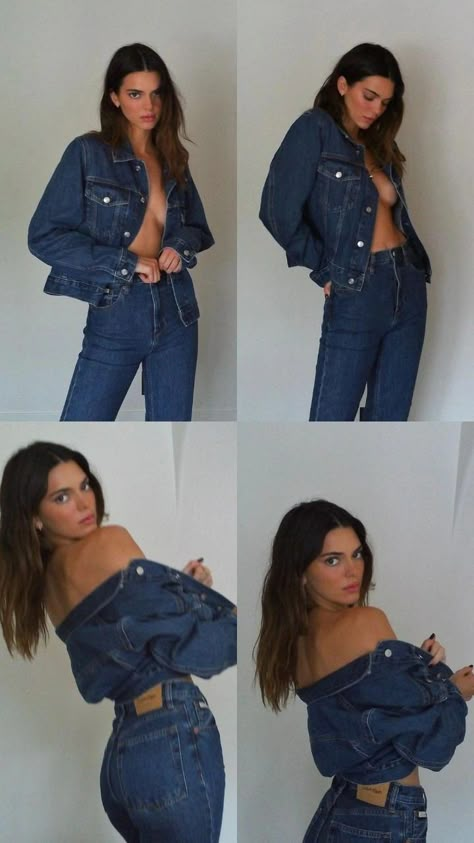 Kendall Jenner Calvin Klein Levi Jeans Photoshoot, Denim And Bra Photoshoot, Photoshoot Ideas Calvin Klein, Calvin Klein Denim Campaign, Kendall Jenner Studio Photoshoot, Calvin Klein Woman Photoshoot, Ck Outfit Calvin Klein, Calvin Klein Inspired Photoshoot, Jean Jacket Photoshoot Ideas