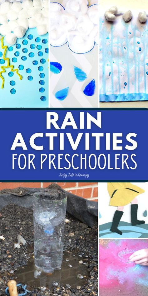 When the rain starts pouring outside, it's the perfect opportunity to spend time with your child. And it's better to do things that are educational and fun like these Rain Activities for Preschoolers. Perfect for your homeschool weather lesson and a great addition to your homeschool spring activities for kids! Rain Activities, Fun Preschool Activities, Rain Crafts, Weather Activities Preschool, Weather Activities For Kids, Chemistry For Kids, Kids Stem Activities, Weather Lessons, Spring Activities For Kids