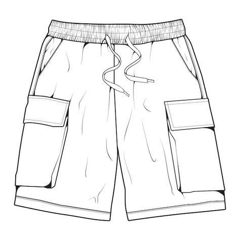 Short Drawing Ideas, Shorts Design Ideas Men, Shorts Drawing Reference Male, Short Technical Drawing, Short Pants Drawing, Short Desenho, Shorts Design Ideas, Shorts Technical Drawing, Shorts Flat Sketch