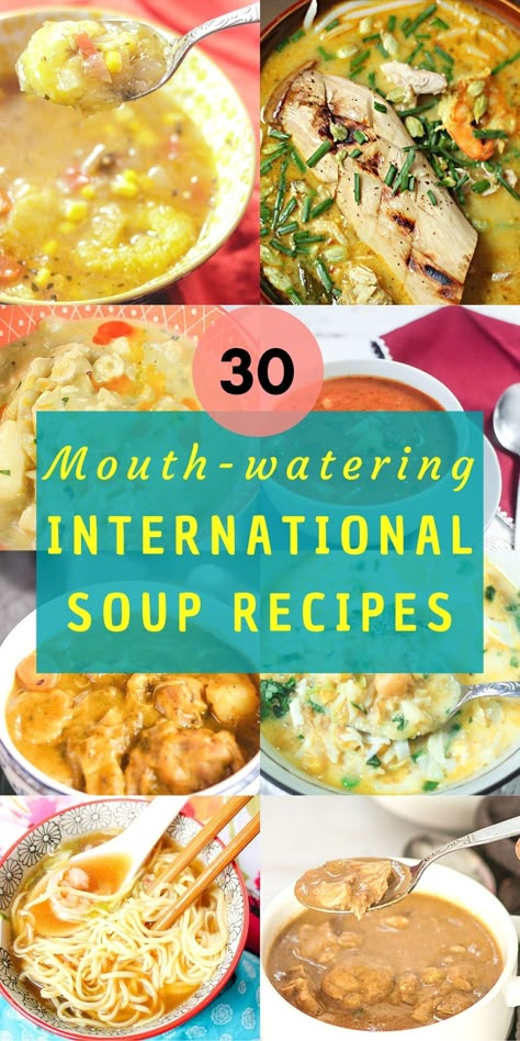 The best Soup Recipes including Vegan Recipes, Gluten Free Recipes from Around the World. Some of the recipes are from Indonesia, China, Ecuador, the Netherlands and more.... #souprecipes #vegansouprecipes Tortilla Soup Recipe Crockpot, Restaurant Soups, International Soups, Marinated Mushrooms Recipe, Wednesday Recipes, Exotic Food Recipes, Natas Recipe, Cultural Foods, Turkey Soup Recipe