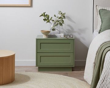 Sage Side Table, Sage Green Side Table, Sage Green Bedside Table, Save Green Bedroom, Green Bedside Tables, Mocka Furniture, Colourful Bedside Table, Night Tables Bedroom, Green Nightstand